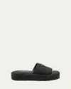 Prada Crochet Wedge Slides In Nero