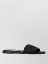 Prada Black Sandals With Woven Strap And Logo Accents In Black