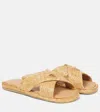 Prada Women's Raffia Slippers Sandal In Beige