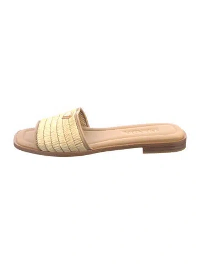 Pre-owned Prada Raffia Slides In Neutral