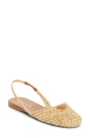 Prada Raffia Slingback Flat In Neutral