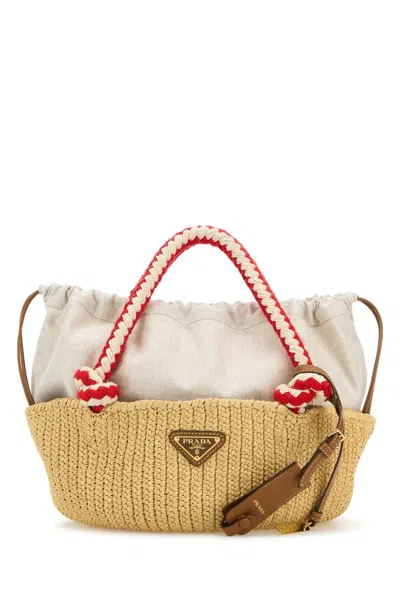 Prada Natural Crochet Small Bucket Bag