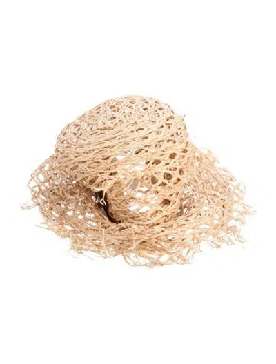 Pre-owned Prada Raffia Straw Hat In Neutrals