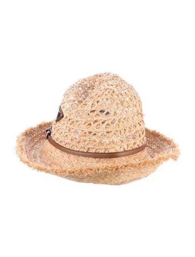 Pre-owned Prada Raffia Summer Hat In Neutrals