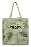 Prada Bicolor Woven Logo Shopper Tote Bag