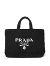 Prada Raffia Tote Bag In Black