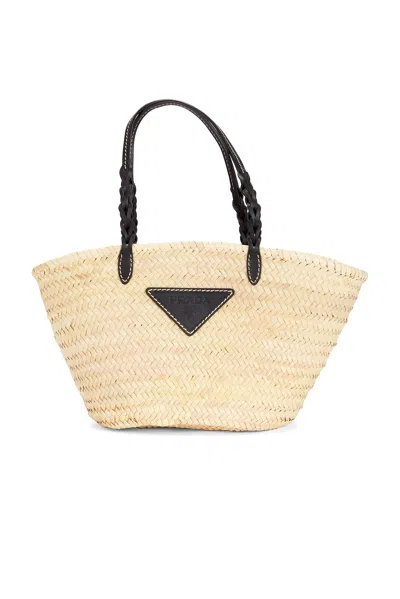 Pre-owned Prada Raffia Tote Bag In Neutral