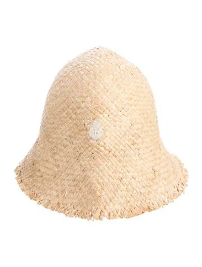 Pre-owned Prada Raffia Woven Bucket Hat In Neutrals