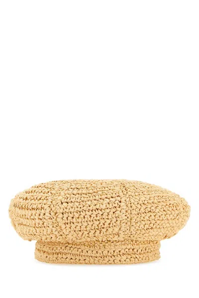 Prada Rafia Baker Boy Hat In Beige O Tan
