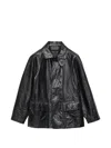 Prada Raglan Sleeve Leather Jacket In Black