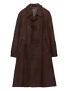 Prada Suede Coat In Brown