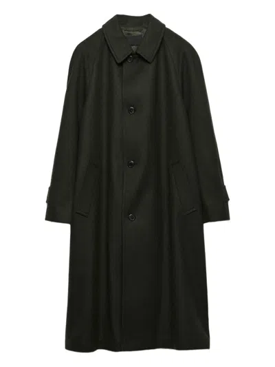 Prada Raglan Sleeve Wool Coat In Black