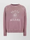 Prada Raglan Sleeves Cotton Sweatshirt In Pink
