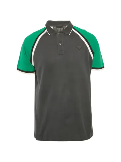 Pre-owned Prada Raglan-sleeve Polo In Gray