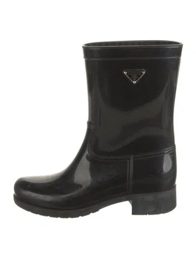 Pre-owned Prada Rain Boots In Black