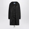 Prada Long Hooded Raincoat Featuring Drawstring Hem In Black
