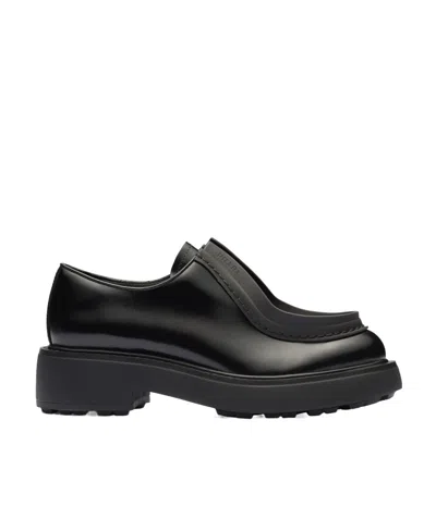 PRADA PRADA RAISED-EDGE ROUND-TOE LACE-UP SHOES