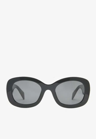 Prada Logo-embossed Oversize-frame Sunglasses In Gray