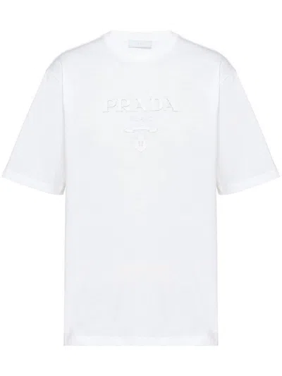 PRADA PRADA RAISED LOGO ROUND-NECK T-SHIRT