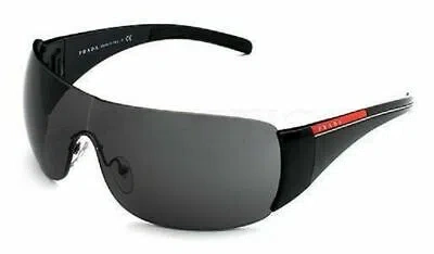 Pre-owned Prada Rare Genuine  Sport Black Shield Wrap Sunglasses Sps 02l Ps 02ls 1ab1a1 In Gray