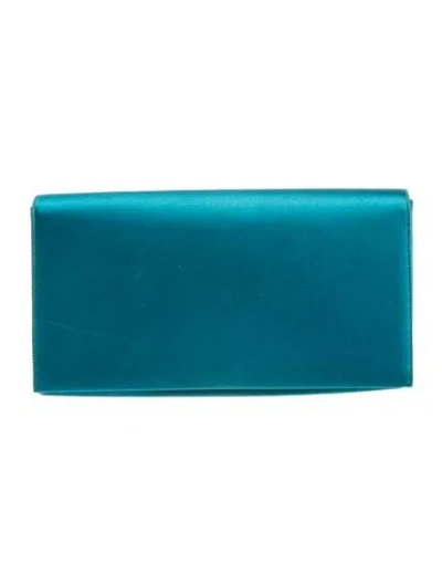 Pre-owned Prada Raso Clutch In Blue