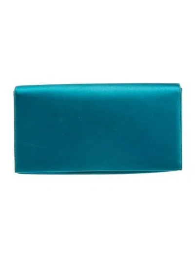 Pre-owned Prada Raso Clutch In Blue