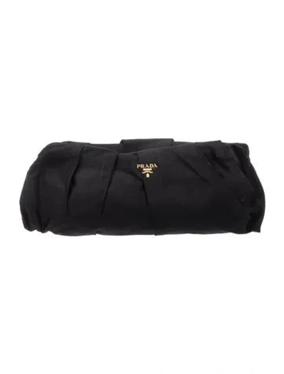 Pre-owned Prada Raso Clutch L In Black