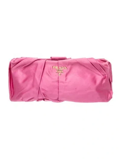Pre-owned Prada Raso Clutch In Pink