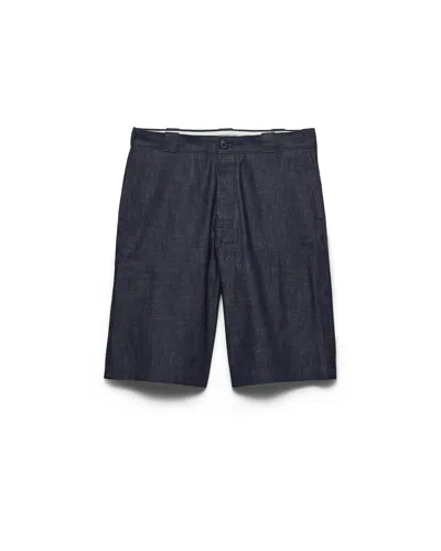 Prada Raw Denim Bermudas In Blue