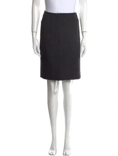 Pre-owned Prada Raw-edge Trim Knee-length Skirt In Black