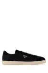 Prada Midnight Blue Re-nylon And Suede Sneakers In Black