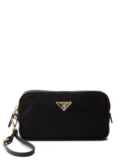 Prada Womens Black Re-edition 1978 Re-nylon Brand-plaque Recycled-nylon And Leather Pouch