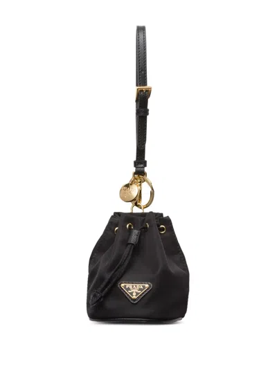 Prada Mini Icon Key Ring In Black