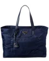 Prada Re-edition 1978 Large Nylon & Saffiano Leather Tote In Blue