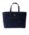 Prada Re-edition 1978 Large Re-nylon And Saffiano Leather Tote Bag In Blue