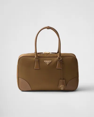 Prada Re-edition 1978 Large Re-nylon And Saffiano Leather Two-handle Bag In Brown