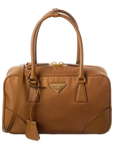 Prada Re-edition 1978 Medium Re-nylon & Saffiano Leather Two-handle Bag In Brown