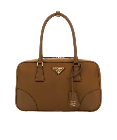 Prada Re-edition 1978 Medium Re-nylon Double Handle Bag In Brown