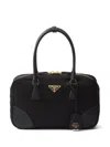 Prada Re-edition 1978 Medium Re-nylon And Saffiano Leather Two-handle Bag In Black