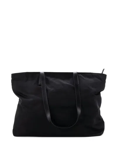 Pre-owned Prada Re-edition 1978 Pocket Re-nylon With Saffiano Leather Medium Tote Bag In Black