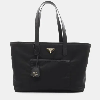 Pre-owned Prada Re-edition 1978 Re Nylon Tessuto+saffiano Tote Bag Nylon Saffiano Leather Black