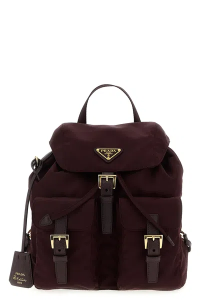 Prada 're-edition 1978' Small Backpack In Burgundy