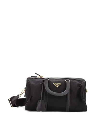 Pre-owned Prada Re-edition 1978 Top Handle Bag Re-nylon With Saffiano Leather Medium Satchel In Black