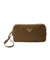 Prada Re-edition 1978 Re-nylon And Saffiano Leather Pouch In Cork Beige