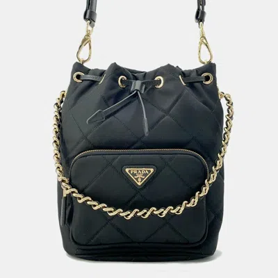 Pre-owned Prada Re-edition 1995 Chain Re-nylon Shoulder Bag Black Nylon Leather