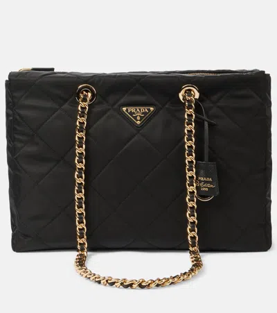Prada Re-edition 1995 Chaîne Re-nylon Large Shoulder Bag In Black