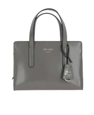 Prada Re-edition 1995 Leather Tote Bag In Gray