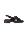 Prada Heel Buckle Glossy Open Toe Sandals In Pattern