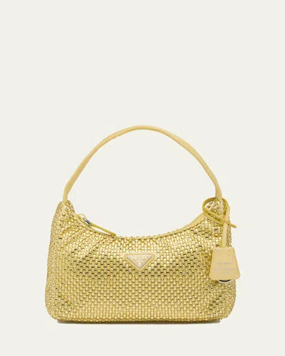 PRADA RE-EDITION 2000 ALLOVER CRYSTAL-EMBELLISHED SHOULDER BAG
