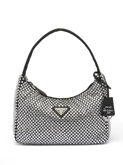 Prada Re-edition 2000 Crystal-embellished Mini Bag In Metallic
